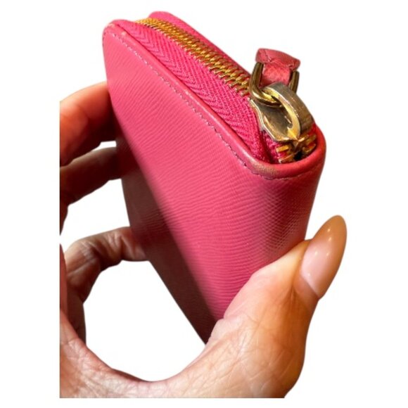 Authentic Prada Saffiano Leather Zip Coin Wallet | Pink - Picture 5 of 7